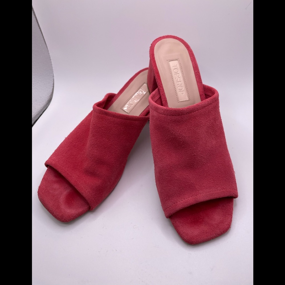 TOPSHOP Sued mules pink